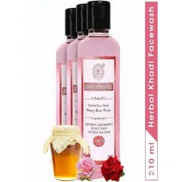 HERBAL KHADI Set Of 3 Herbal Face Wash With Honey & Rose - 210 ml Each-image-1
