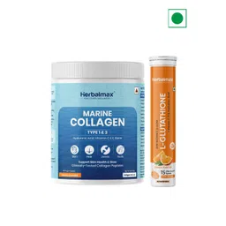 Herbal max Set Of 2 Marine Collagen Powder - 240g & L-Glutathione Tablets - 15Tablets-image-27