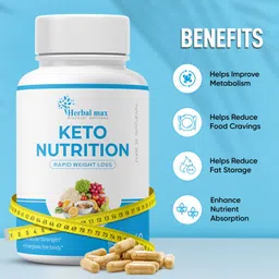 herbal max Keto Nutrition Rapid Weight Loss for Weight Management - 60 Capsules (Pack of 1) image 3