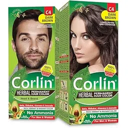Herbal Permanent Hair Color Cream, Dark Brown C4 (100g x 2pcs)-picture-26
