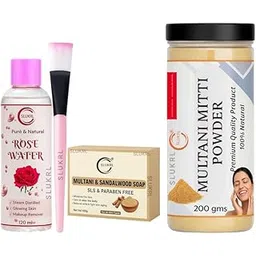 Herbal Skincare Kit ? Multani Mitti, Rose Water, Soap & Applicator Brush | All-Natural Face Care Set Skin Brightening Herbal Soap | Natural Essential Oil Soap | Anti-Ageing & Skin Repair-picture-43