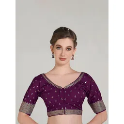 HERE&NOW Aari Work Half Sleeve Saree Blouse-picture-24