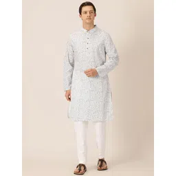 HERE&NOW Abstract Printed Band Collar Straight Kurta-picture-38