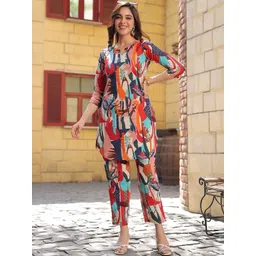 HERE&NOW Abstract Printed Straight Kurta With Trouser-picture-41