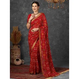 HERE&NOW Bandhani Dyed Pure Chiffon Saree-picture-33