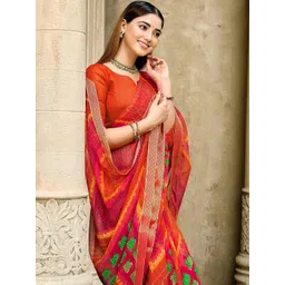 HERE&NOW Bandhani Poly Chiffon Saree-picture-21