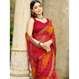 HERE&NOW Bandhani Poly Chiffon Saree-picture-27