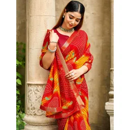 HERE&NOW Bandhani Poly Chiffon Saree-picture-31