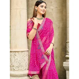 HERE&NOW Bandhani Poly Chiffon Saree-picture-22