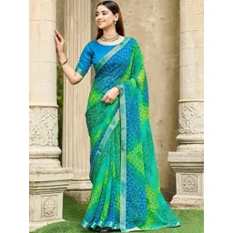 HERE&NOW Bandhani Poly Chiffon Saree-picture-23