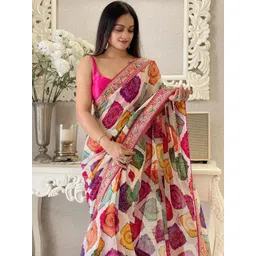 HERE&NOW Bandhani Printed Embroidered Bandhani Saree-picture-37