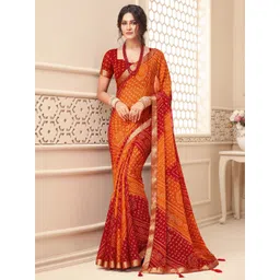 HERE&NOW Bandhani Printed Pure Chiffon Saree-picture-26