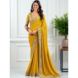 HERE&NOW Bandhani Printed Pure Georgette Bandhani Saree-picture-36