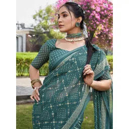 HERE&NOW Bandhani Printed Pure Georgette Saree-picture-25