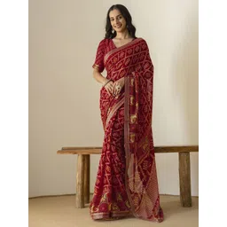 HERE&NOW Bandhani Printed Saree-picture-25