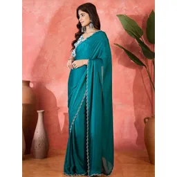 HERE&NOW Beads and Stones Poly Chiffon Designer Saree-image-14