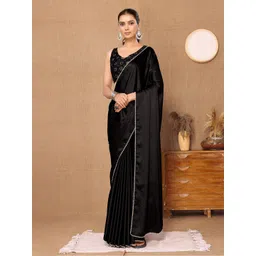 HERE&NOW Beads and Stones Satin Saree-image-21