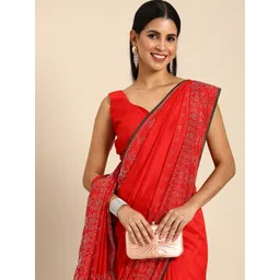 HERE&NOW Beads and Stones Silk Blend Ready to Wear Maheshwari Saree-image-9