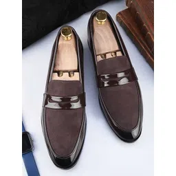 HERE&NOW Burgundy Penny Formal shoes Loafers For Men-picture-12