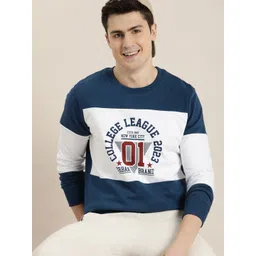 HERE&NOW Colourblocked And Printed Pure Cotton Sweatshirt-image-5
