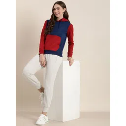 HERE&NOW Colourblocked Full Sleeves Hooded Sweatshirt-picture-19