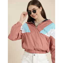 HERE&NOW Colourblocked Hooded Crop Tailored Jacket-picture-29