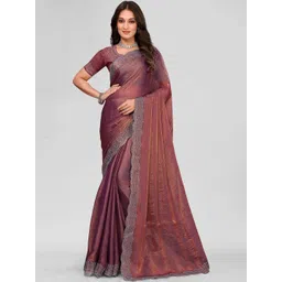 HERE&NOW Embellished Beads And Stones Saree With Blouse Piece-image-29