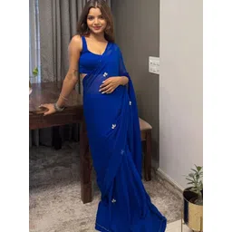 HERE&NOW Embellished Embroidered Poly Georgette Saree-picture-41