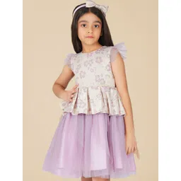 HERE&NOW Embellished Flutter Sleeve Net Midi Dress-picture-15