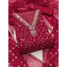 HERE&NOW Embellished Organza Unstitched Dress Material-picture-35