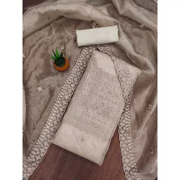 HERE&NOW Embellished Organza Unstitched Dress Material-picture-12