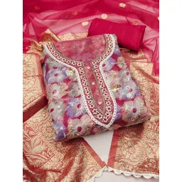 HERE&NOW Embellished Organza Unstitched Dress Material-picture-32