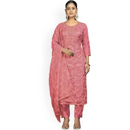 HERE&NOW Embellished Organza Unstitched Dress Material-picture-18