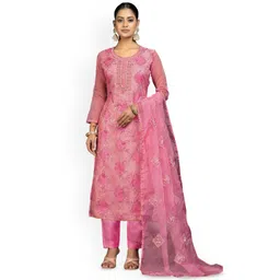 HERE&NOW Embellished Organza Unstitched Dress Material-picture-29