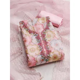 HERE&NOW Embellished Organza Unstitched Dress Material-picture-34