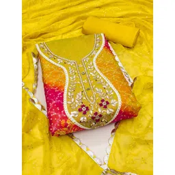 HERE&NOW Embellished Organza Unstitched Dress Material-picture-11