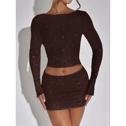 HERE&NOW Embellished Round Neck Top With Skirt-picture-12