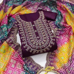 HERE&NOW Embellished Unstitched Dress Material-picture-31