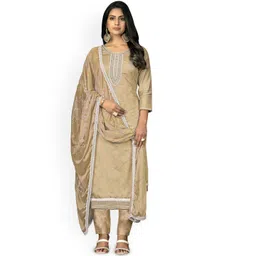 HERE&NOW Embellished Unstitched Dress Material image 1