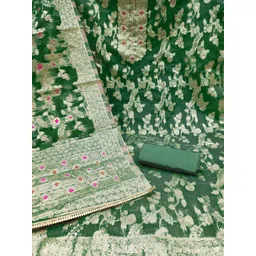 HERE&NOW Embellished Unstitched Dress Material image 4