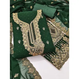 HERE&NOW Embroidered Beads and Stones Silk Georgette Unstitched Dress Material-image-24