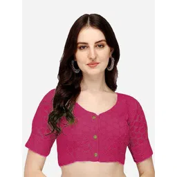 HERE&NOW Embroidered Cotton Saree Blouse-picture-28
