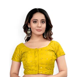 HERE&NOW Embroidered Mirror Work Padded Saree Blouse-picture-20