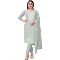 HERE&NOW Embroidered Pure Cotton Unstitched Dress Material-picture-16