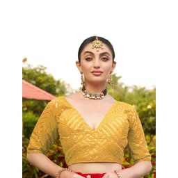 HERE&NOW Embroidered Radymade Saree Blouse-picture-29