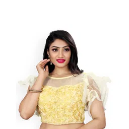 HERE&NOW Embroidered Round Neck Net Flir Saree Blouse-picture-39