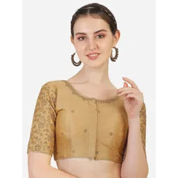 HERE&NOW Embroidered Round Neck Saree Blouse-picture-17