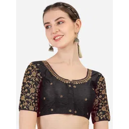 HERE&NOW Embroidered Round Neck Saree Blouse-picture-23