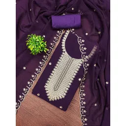 HERE&NOW Embroidered Silk Georgette Unstitched Dress Material-picture-40