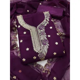 HERE&NOW Embroidered Silk Georgette Unstitched Dress Material-picture-13